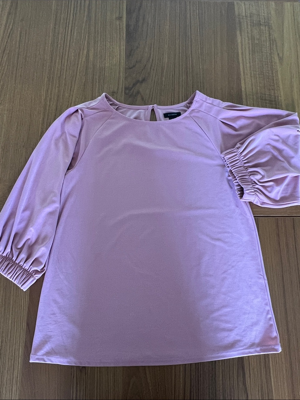 Halogen Dusty Rose Pink Blouse XS 3/4 Sleeve Elastic Cuff Back Button Career